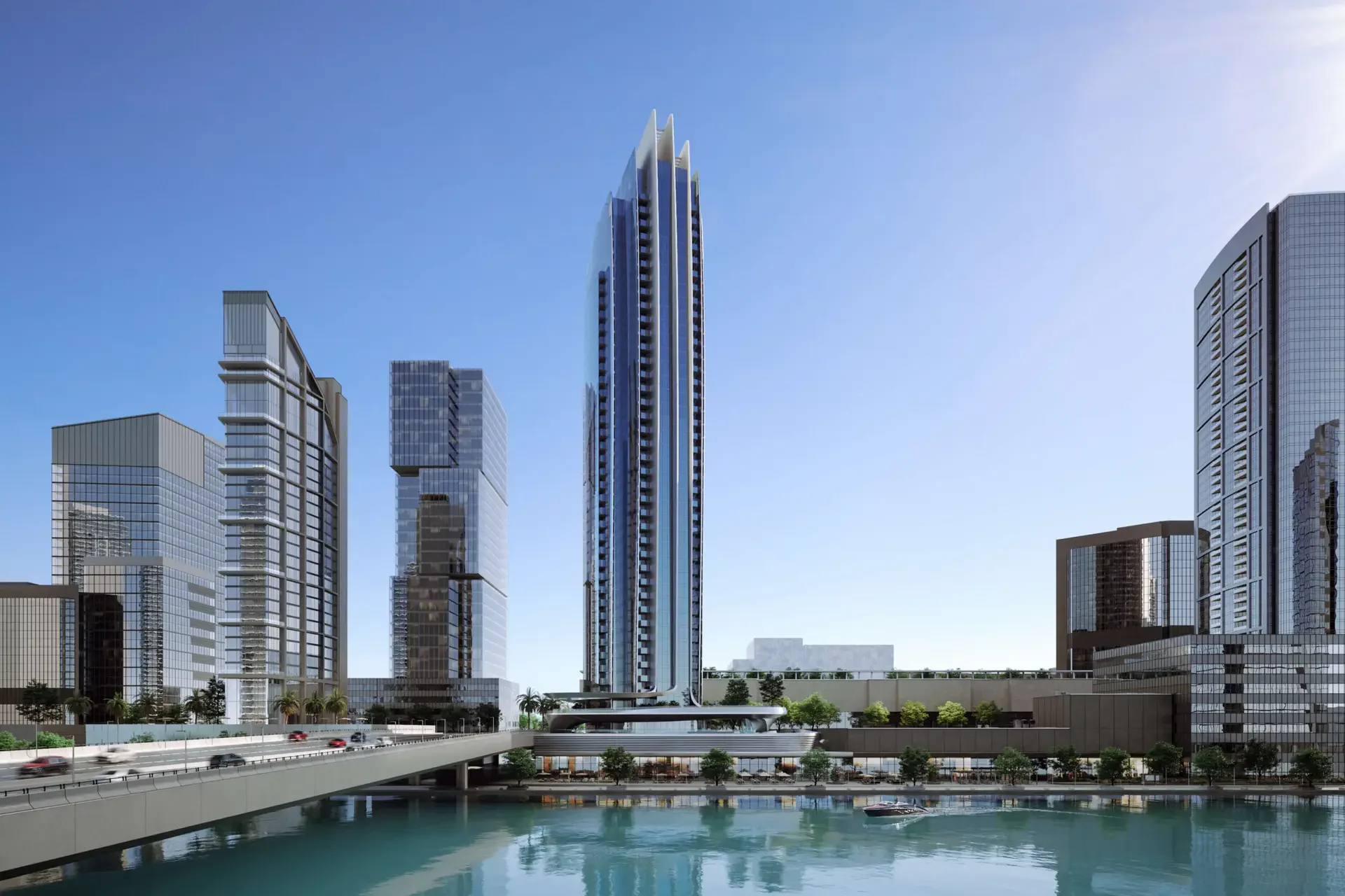 The Ritz-Carlton Residences tower rising above the Al Maryah Island waterfront